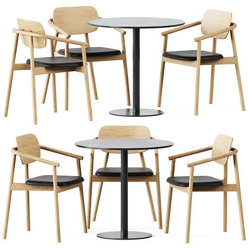 Table Sol D80 by Mobliberica and Klara Armrest Chair by Moroso 3D model