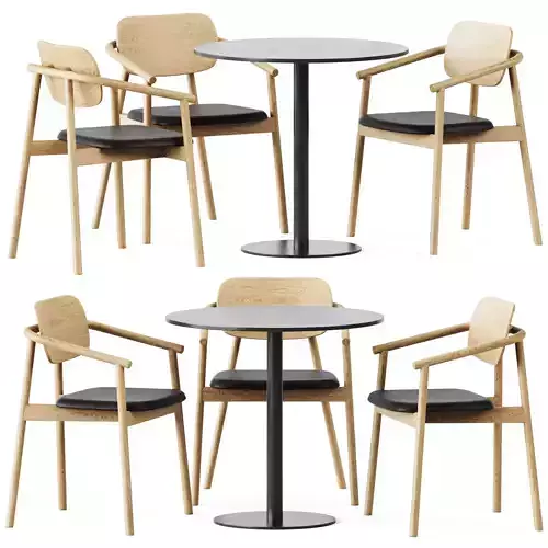 Table Sol D80 by Mobliberica and Klara Armrest Chair by Moroso 3D model