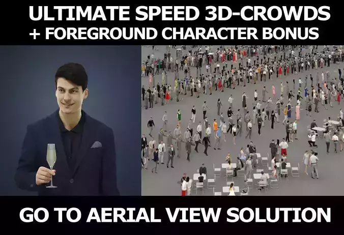 3d people And a foreground Man Casual Prime Standing Champagne 3D Model Collection