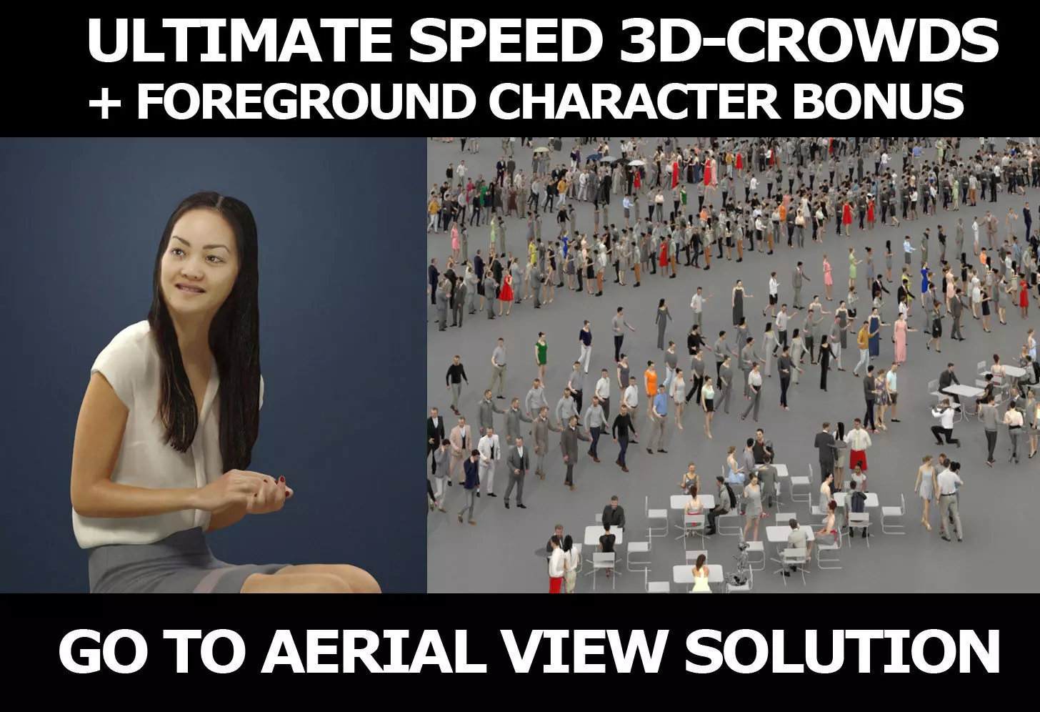 3d crowds And a foreground business woman Passion sitting 3D Model Collection_0