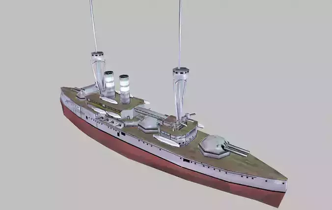 BattleShip german Low-poly 3D model BattleShip german Low-poly 3D model