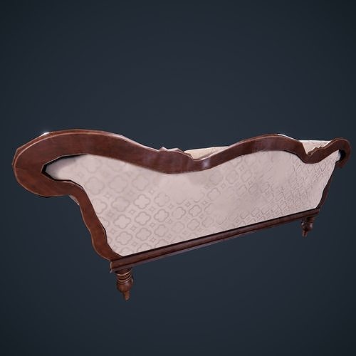 Victorian Sofa Vintage Camelback  Low-poly 3D model 6