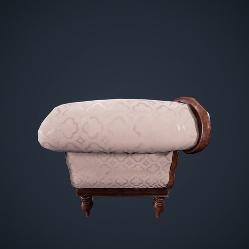 Victorian Sofa Vintage Camelback  Low-poly 3D model 5