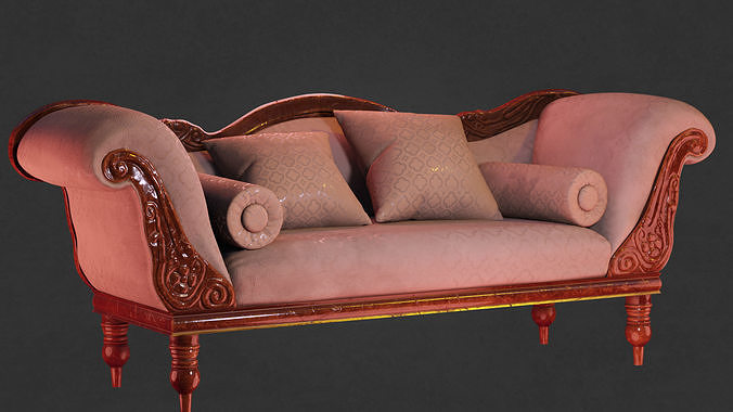 Victorian Sofa Vintage Camelback  Low-poly 3D model 2
