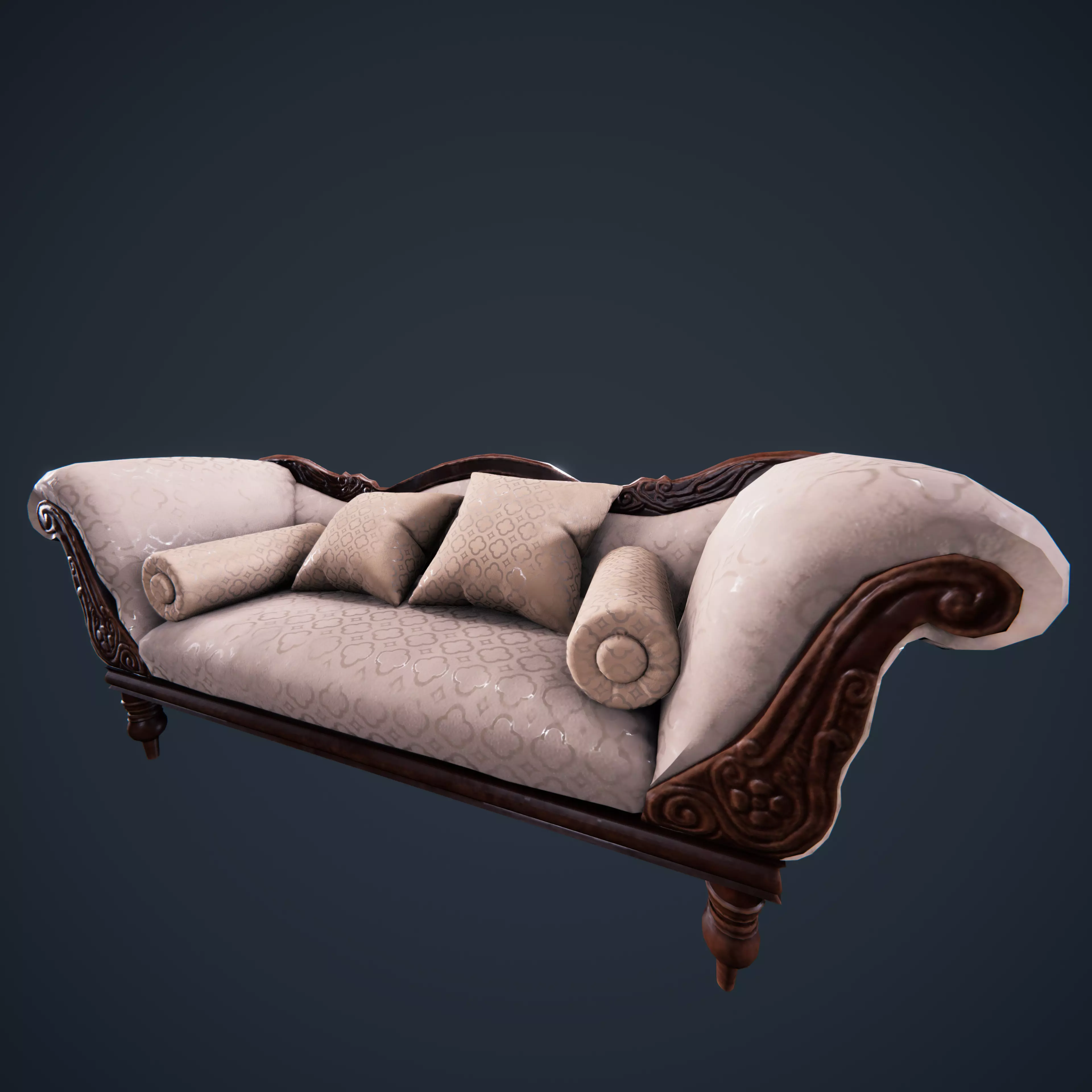 Victorian Sofa Vintage Camelback Low-poly 3D model