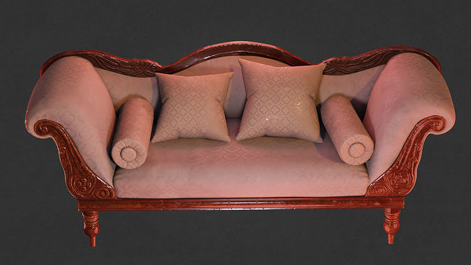 Victorian Sofa Vintage Camelback  Low-poly 3D model 4