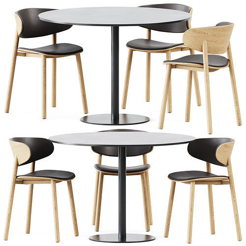 Table Sol D1100 by Mobliberica and Font Chair by Wiesner-Hager 3D model