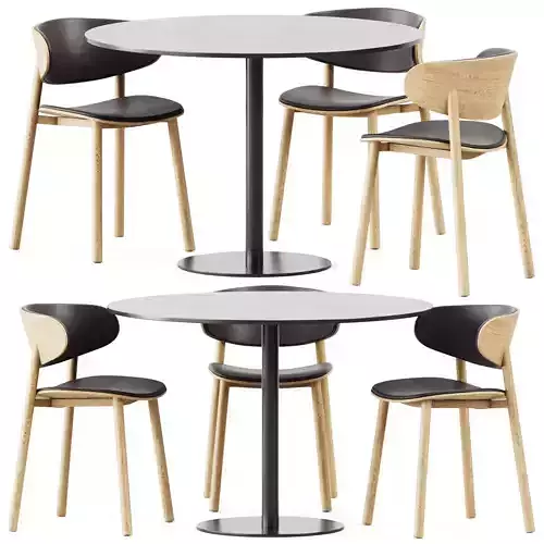Table Sol D1100 by Mobliberica and Font Chair by Wiesner-Hager