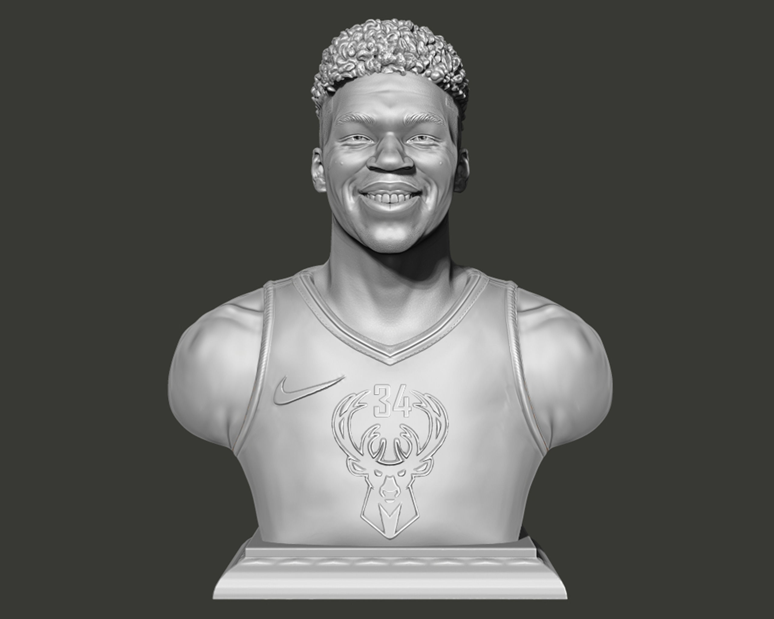 Giannis Antetokounmpo 3D portrait sculpture 3D print model_2