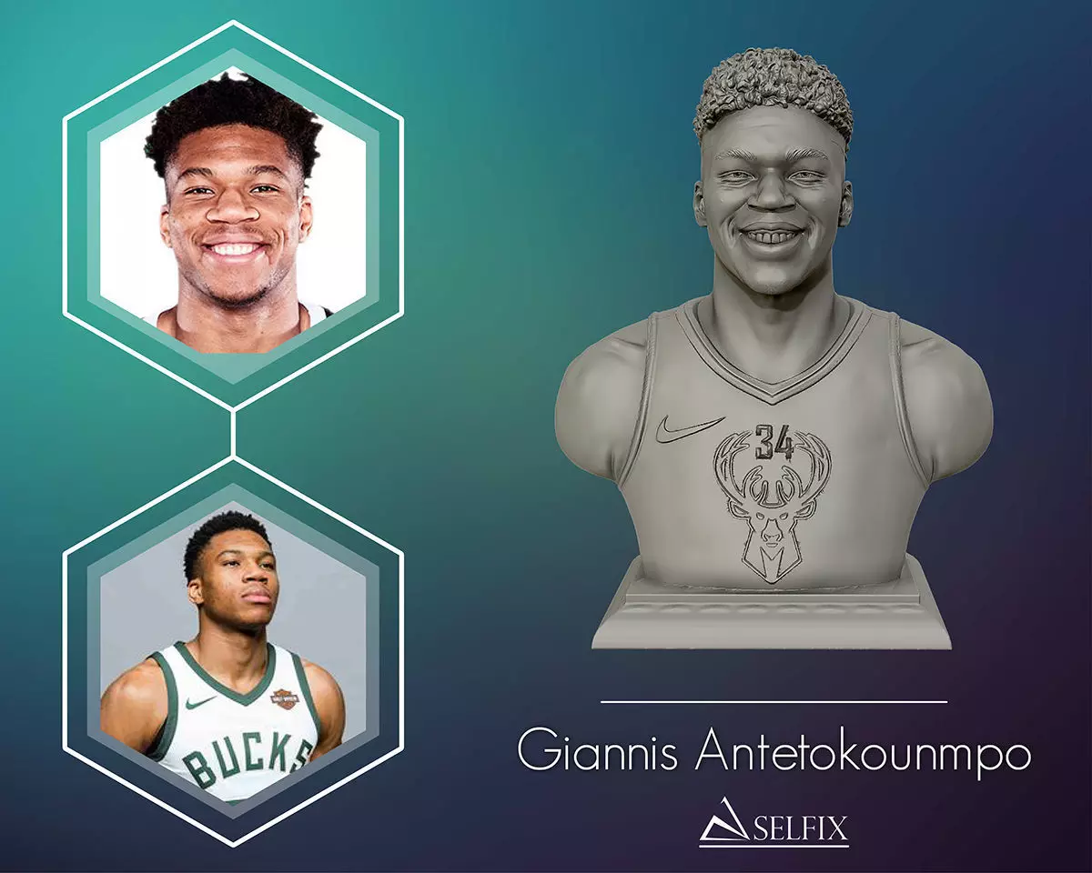 Giannis Antetokounmpo 3D portrait sculpture 3D print model_0