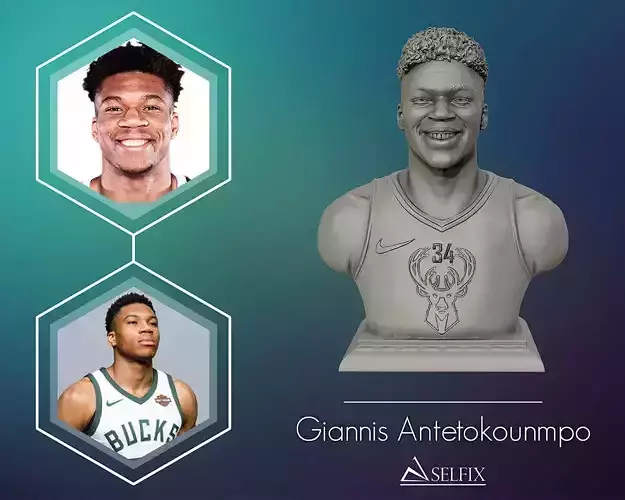 Giannis Antetokounmpo 3D portrait sculpture 3D print model