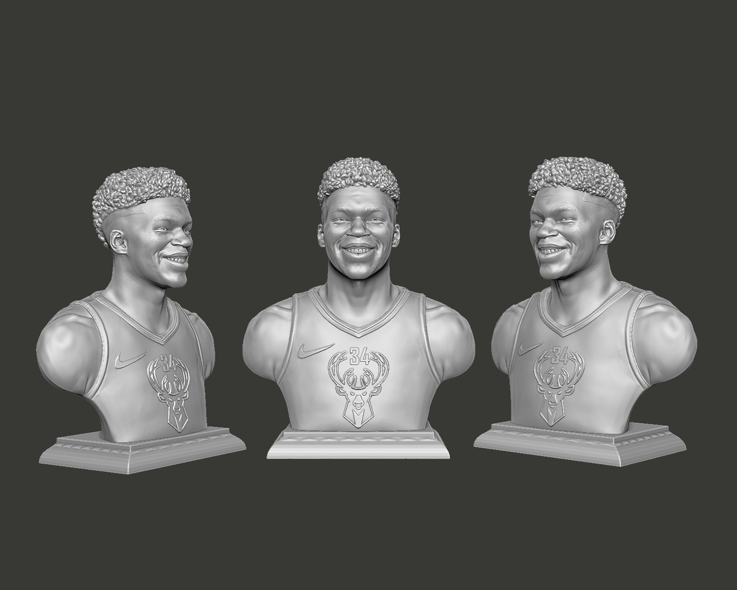 Giannis Antetokounmpo 3D portrait sculpture 3D print model_5