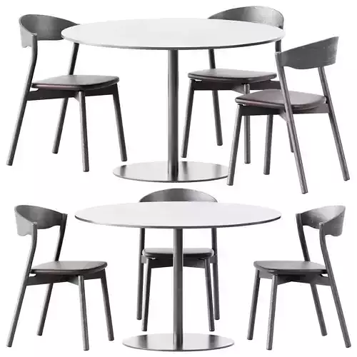 Table Sol D1200 by Mobliberica and Chair Tube by Miniforms