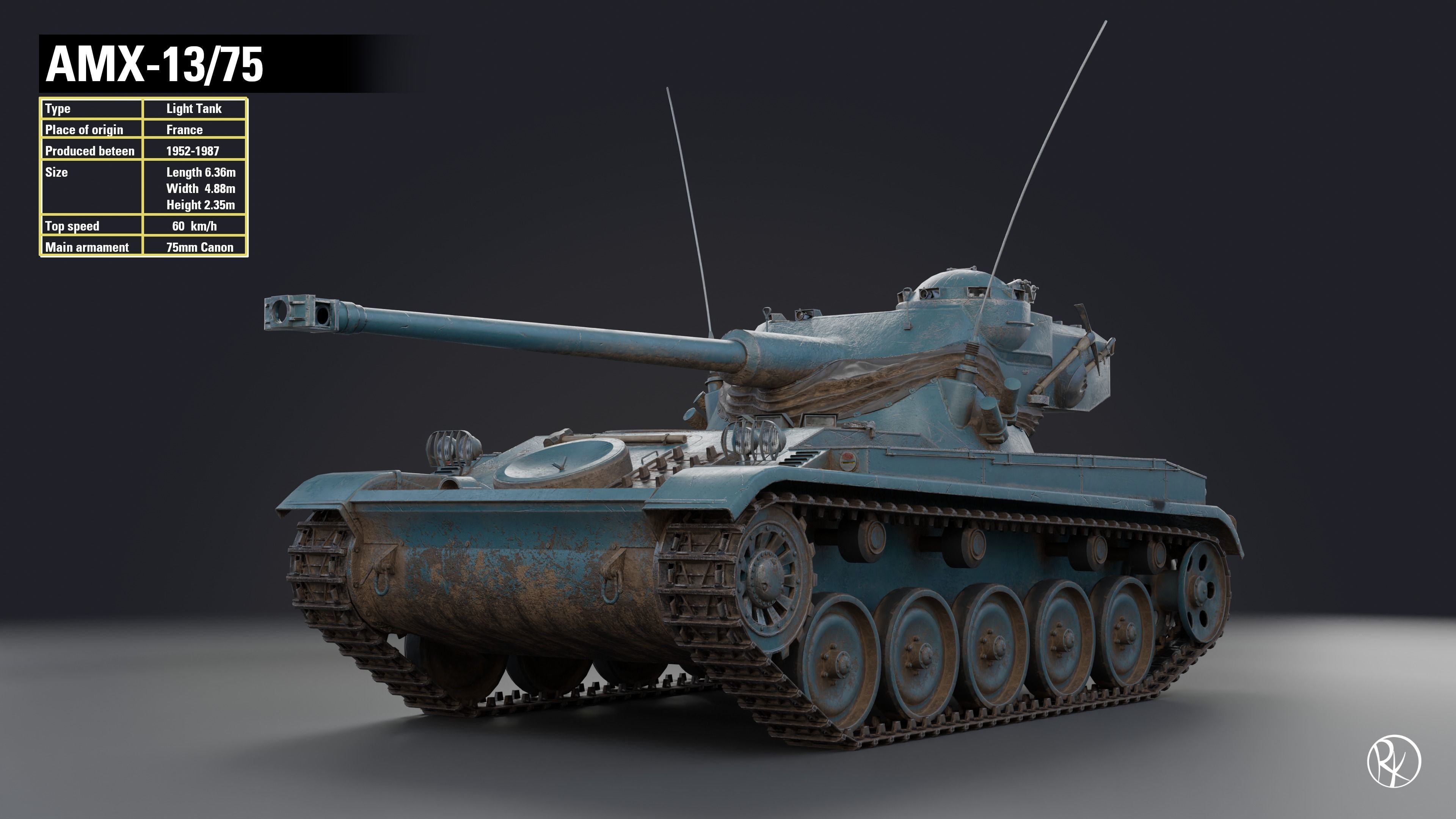 AMX-13 75 PBR Model 3D model_2