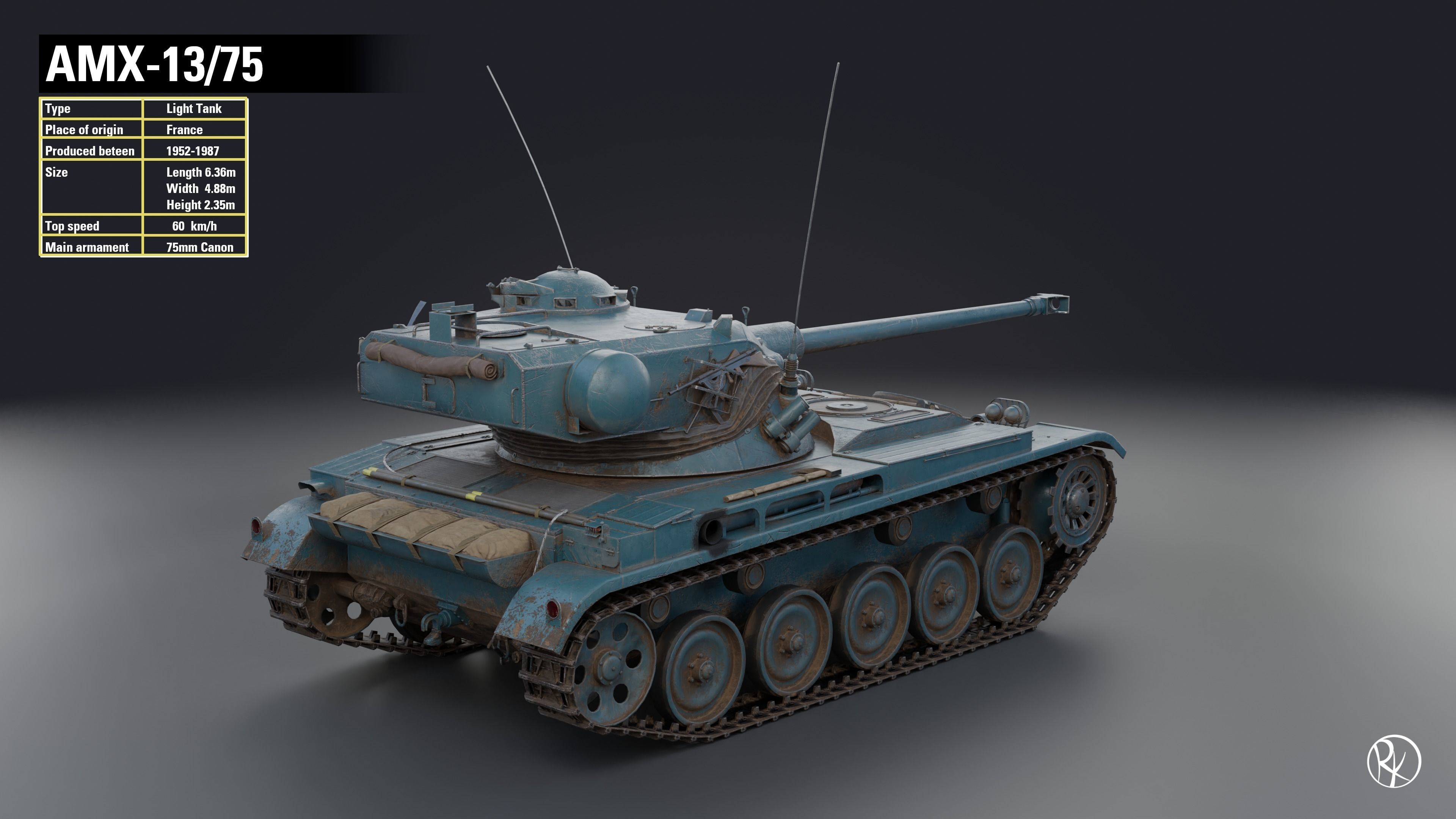 AMX-13 75 PBR Model 3D model_3