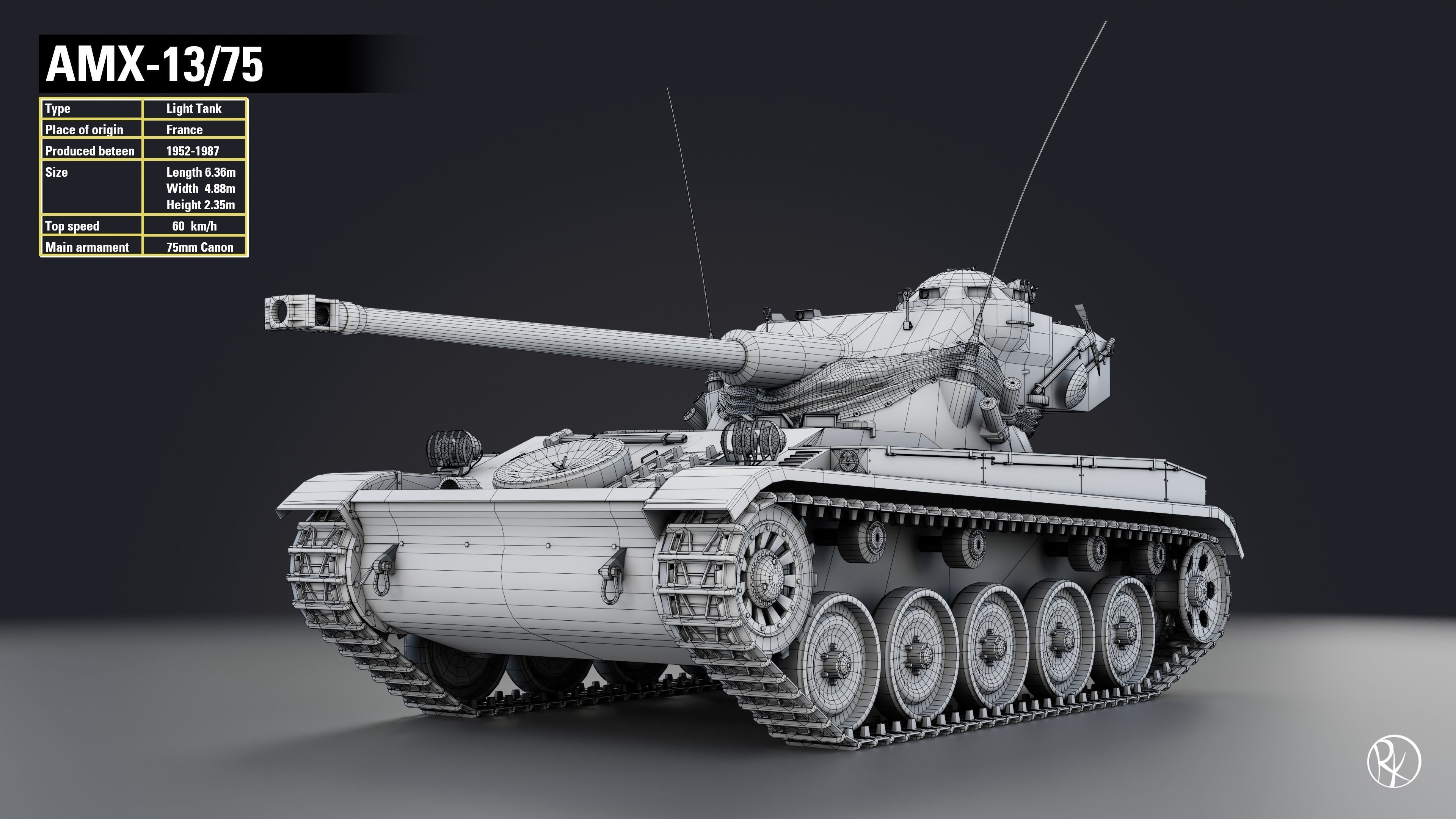 AMX-13 75 PBR Model 3D model_13