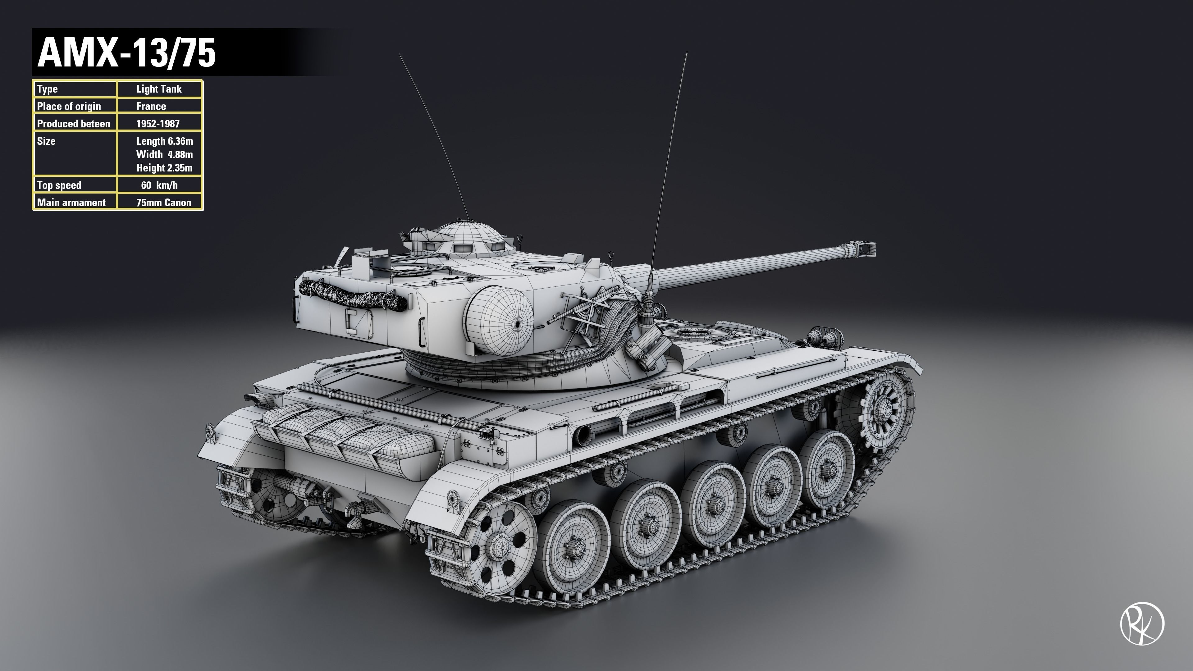 AMX-13 75 PBR Model 3D model_14