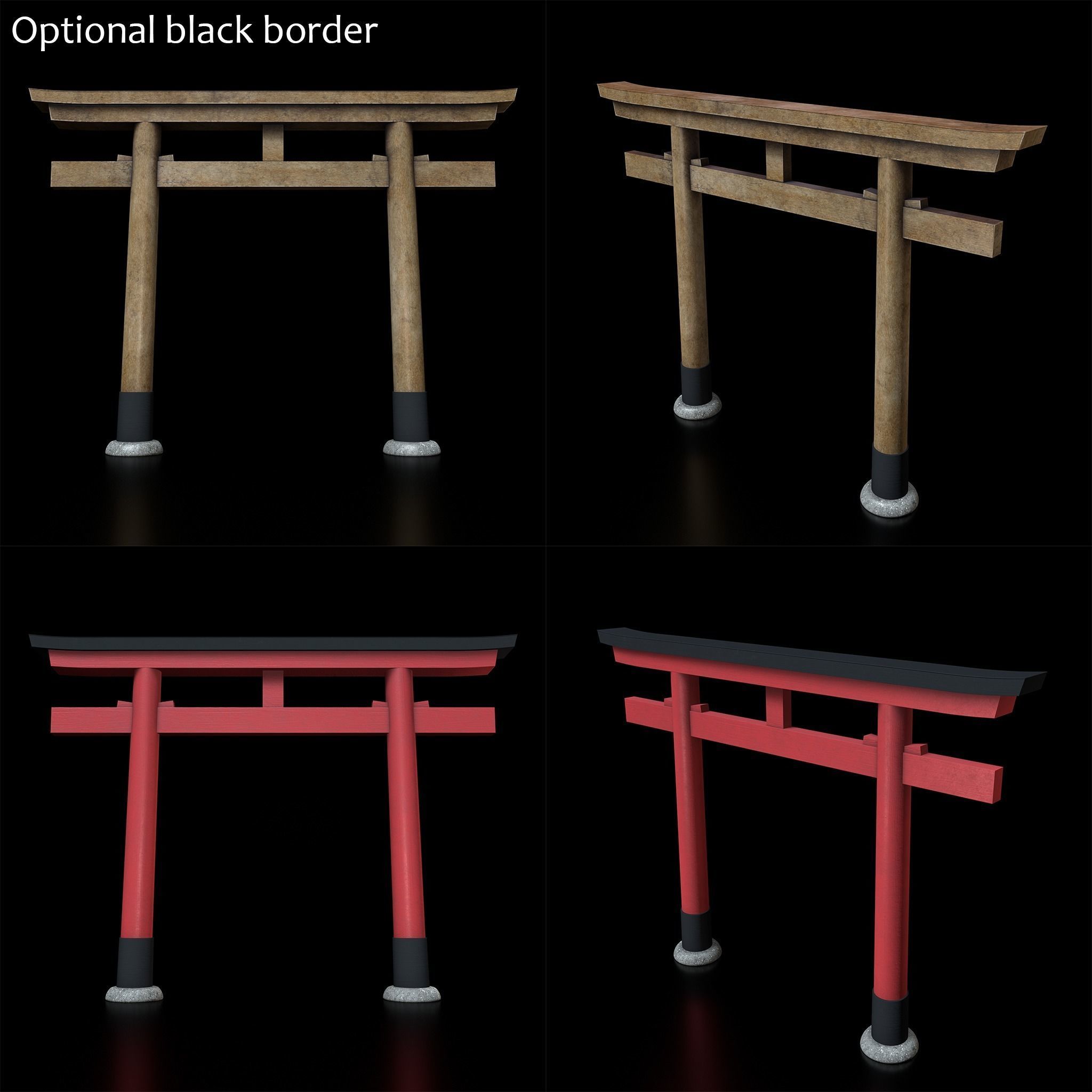 Japanese Torii gate  Low-poly 3D model_10