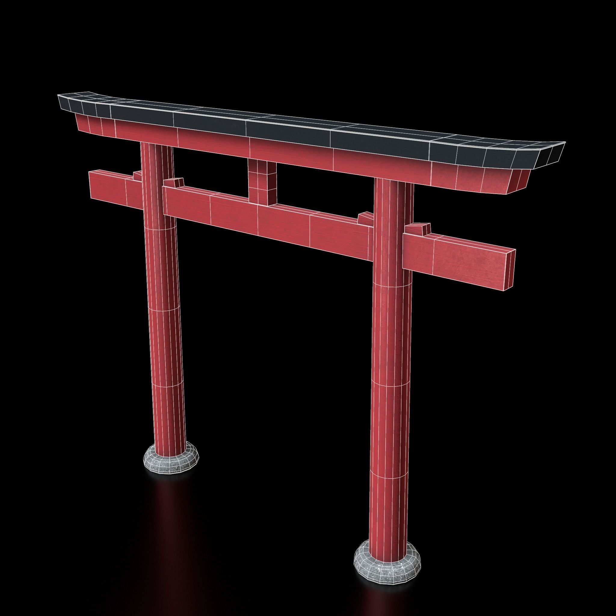 Japanese Torii gate  Low-poly 3D model_5