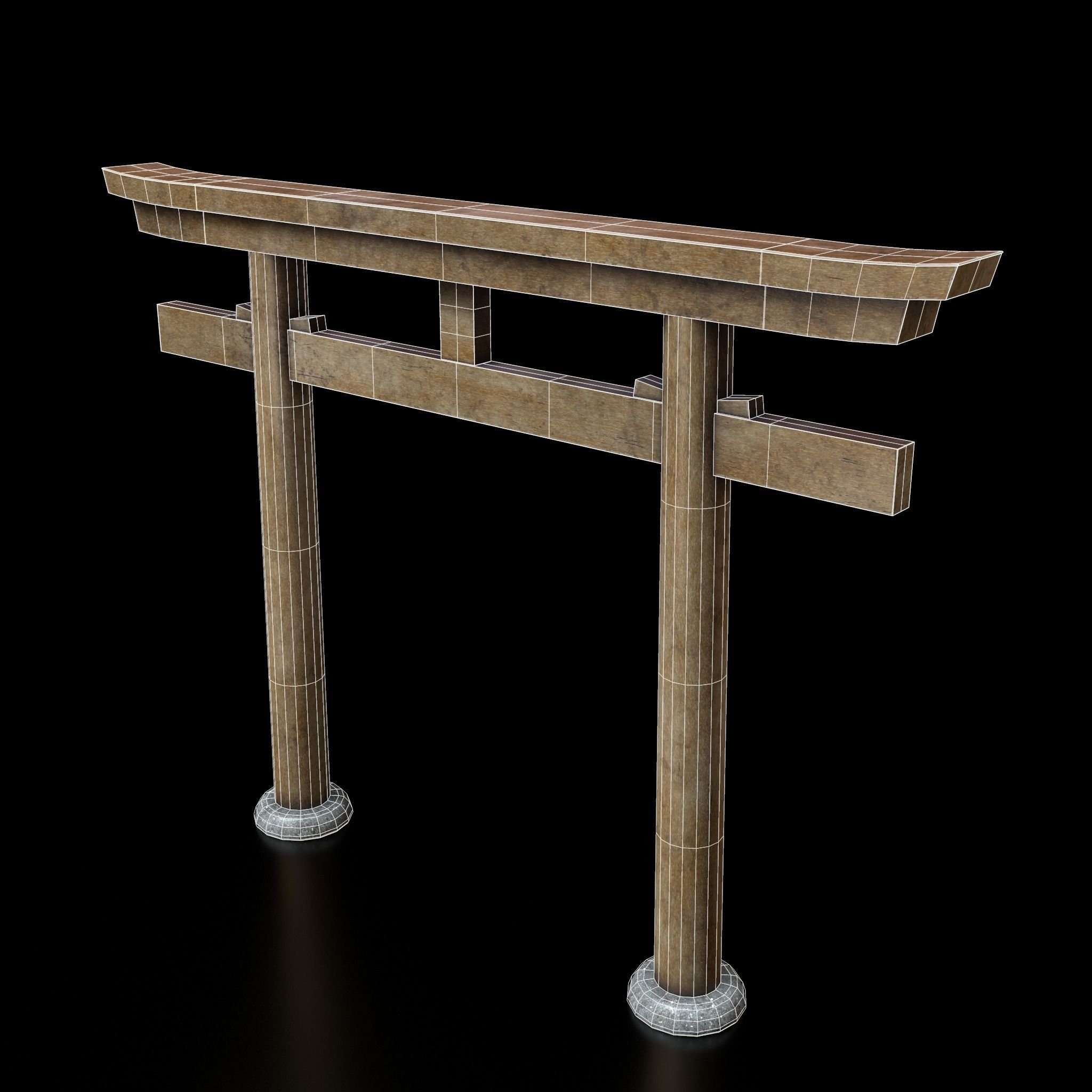 Japanese Torii gate  Low-poly 3D model_7