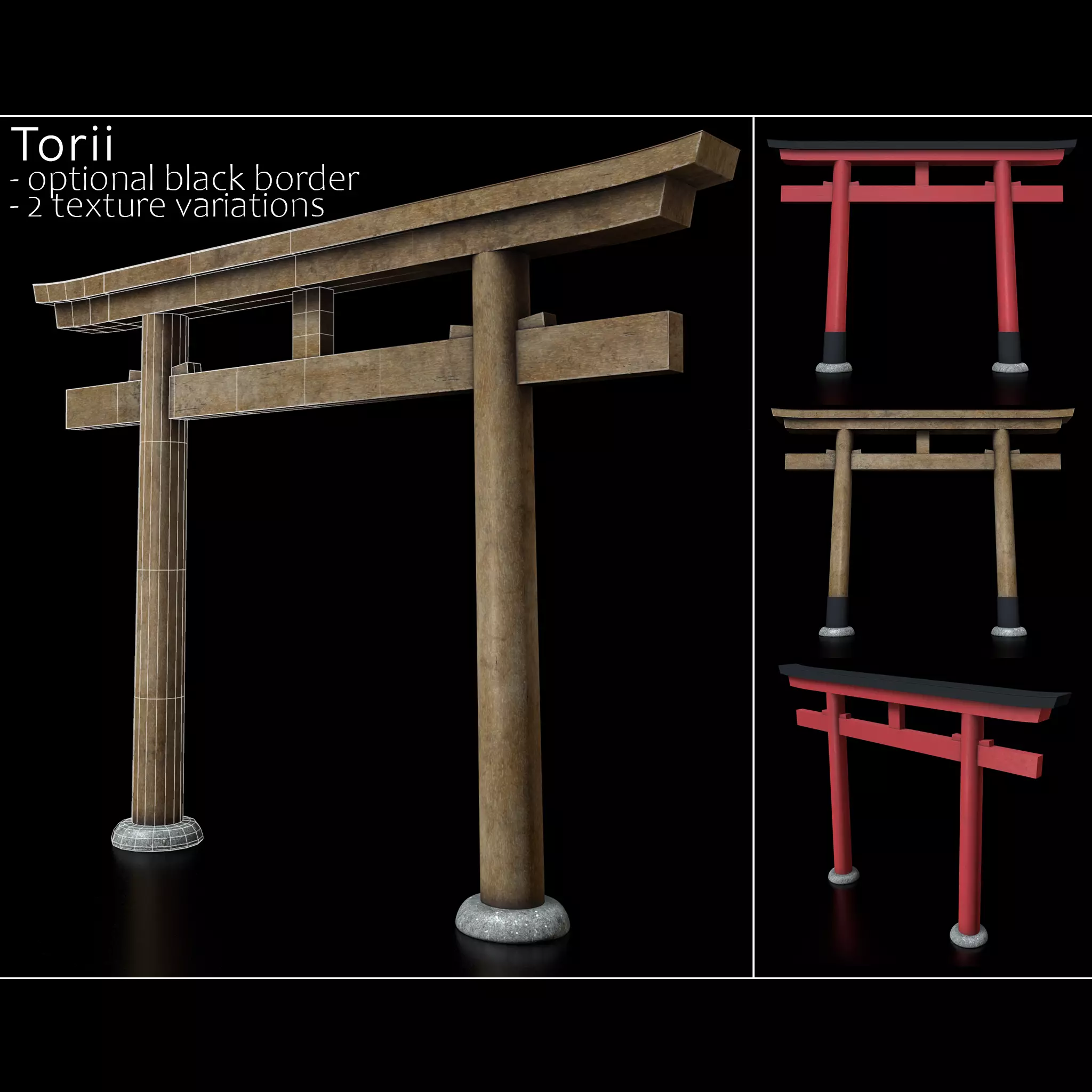 Japanese Torii gate  Low-poly 3D model_0