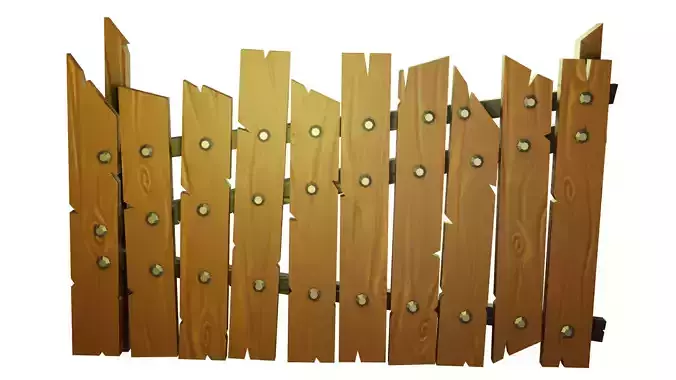 Fence wooden gate Low-poly 3D model