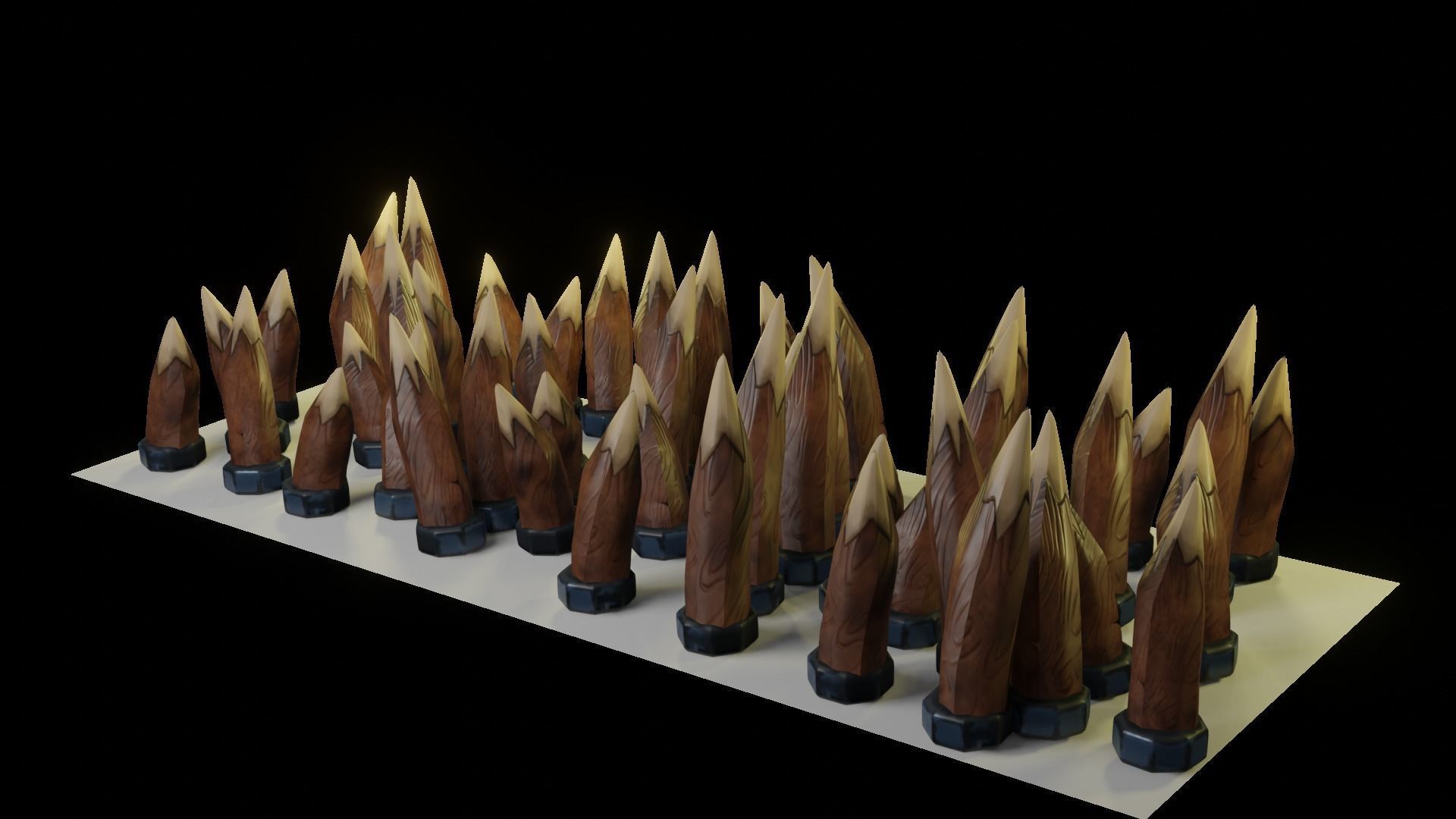 Spikes set of wooden spears Low-poly 3D model_1