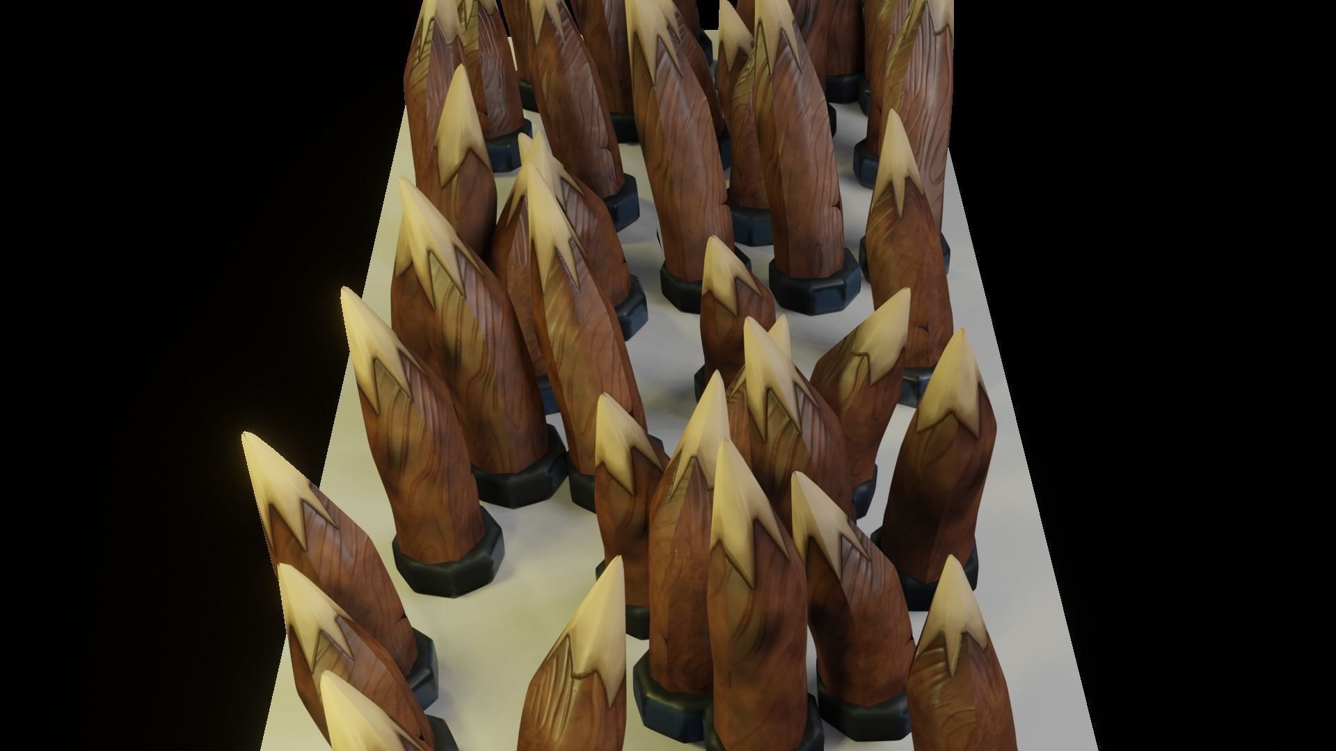 Spikes set of wooden spears Low-poly 3D model_7