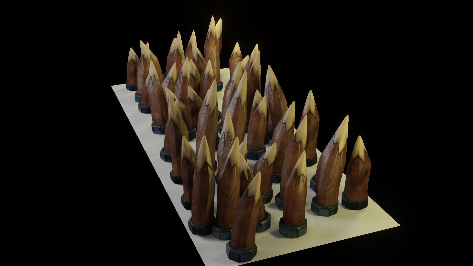 Spikes set of wooden spears Low-poly 3D model_2