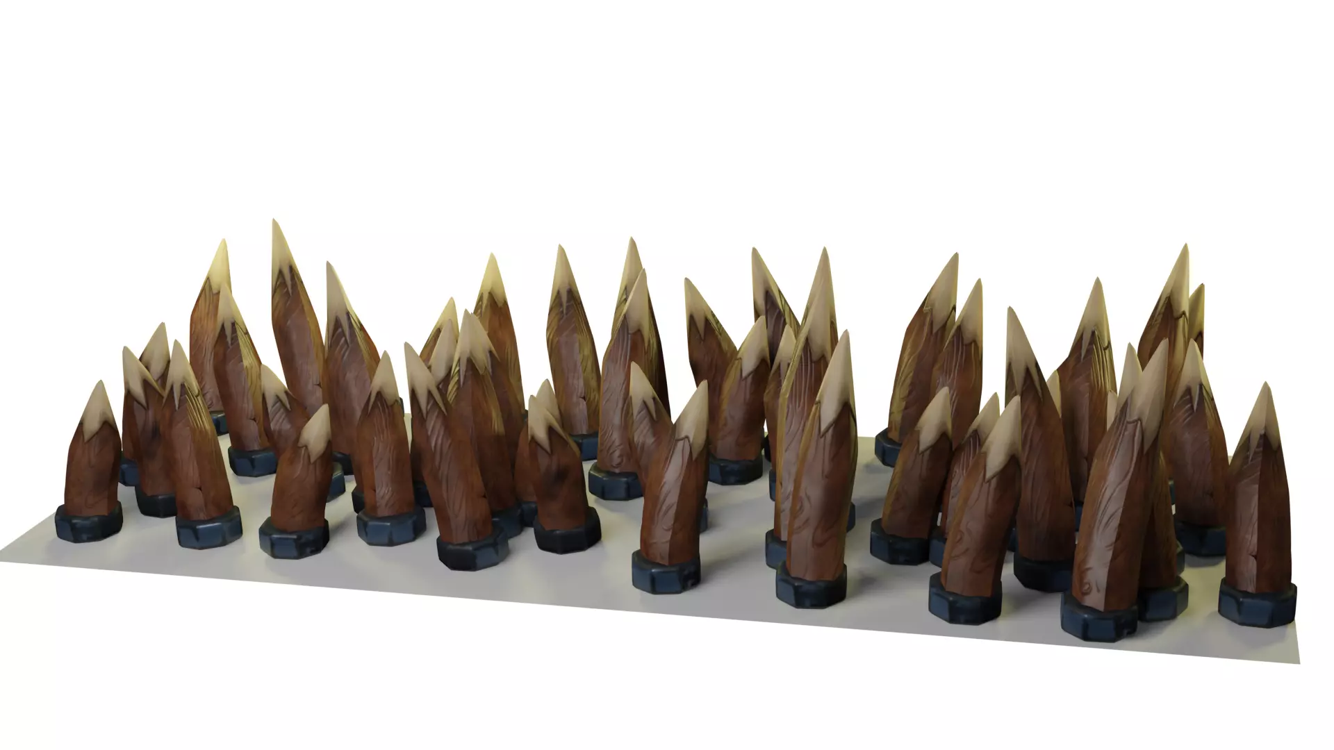 Spikes set of wooden spears Low-poly 3D model_0