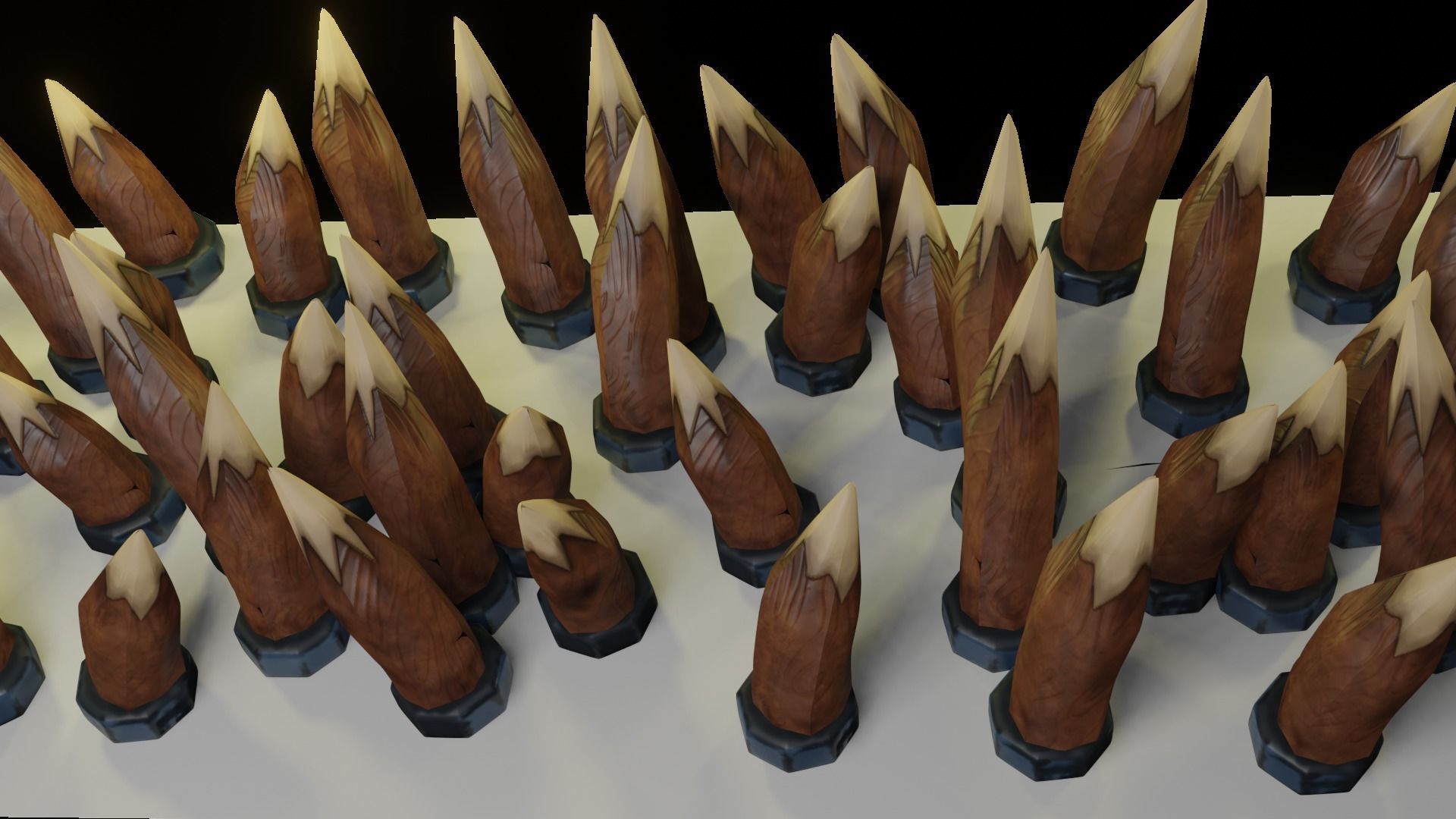 Spikes set of wooden spears Low-poly 3D model_8