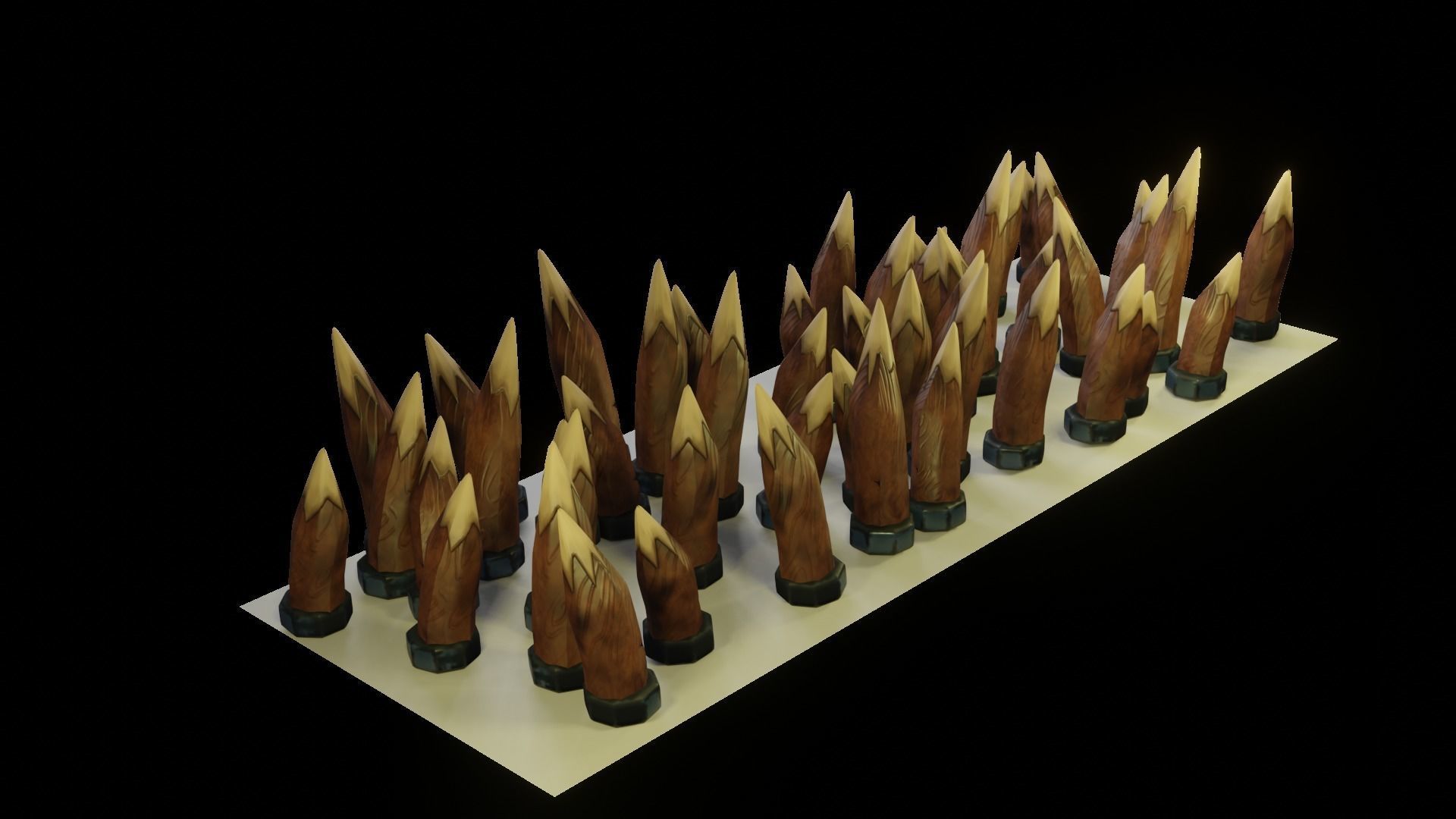 Spikes set of wooden spears Low-poly 3D model_3