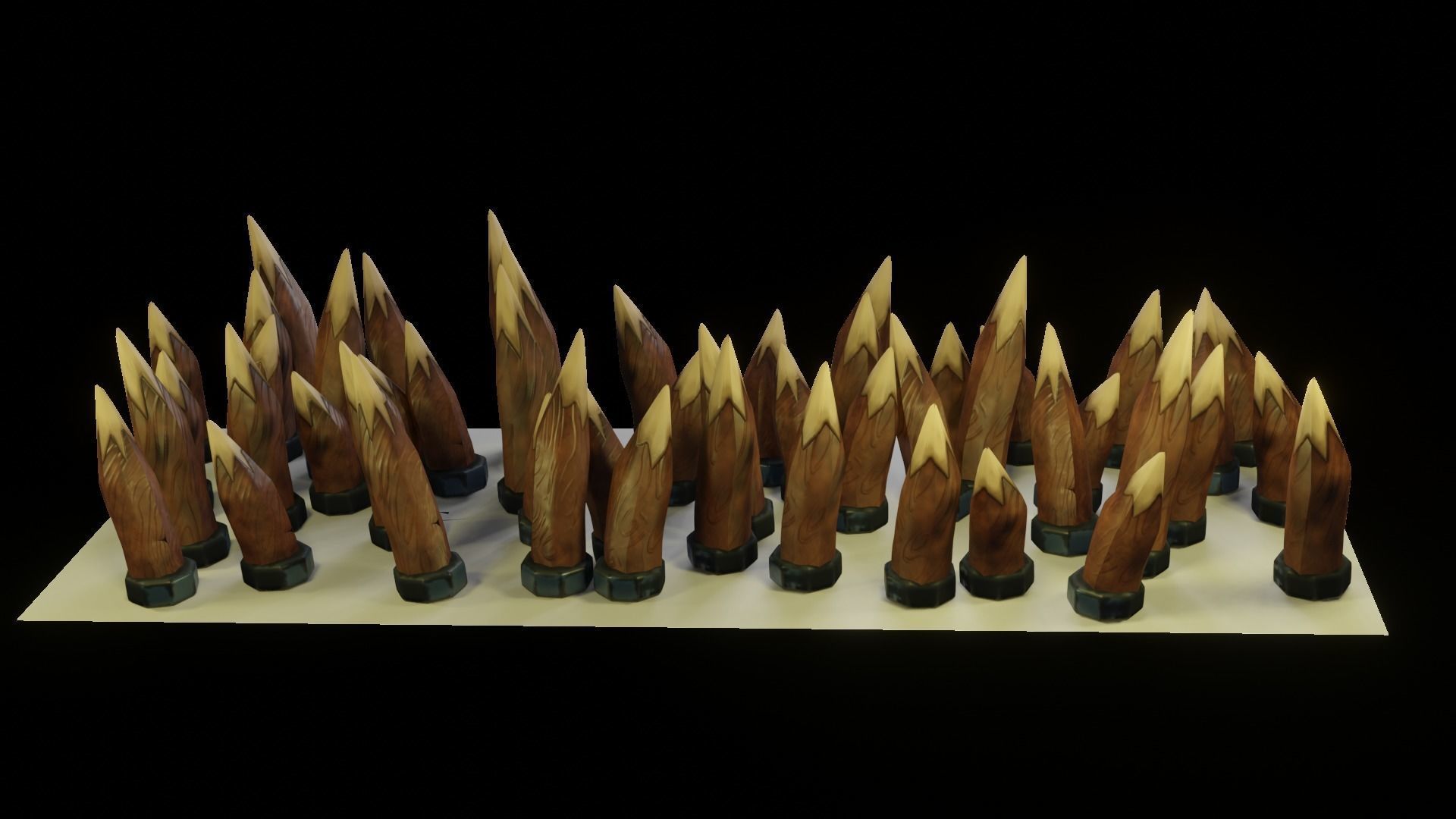 Spikes set of wooden spears Low-poly 3D model_4