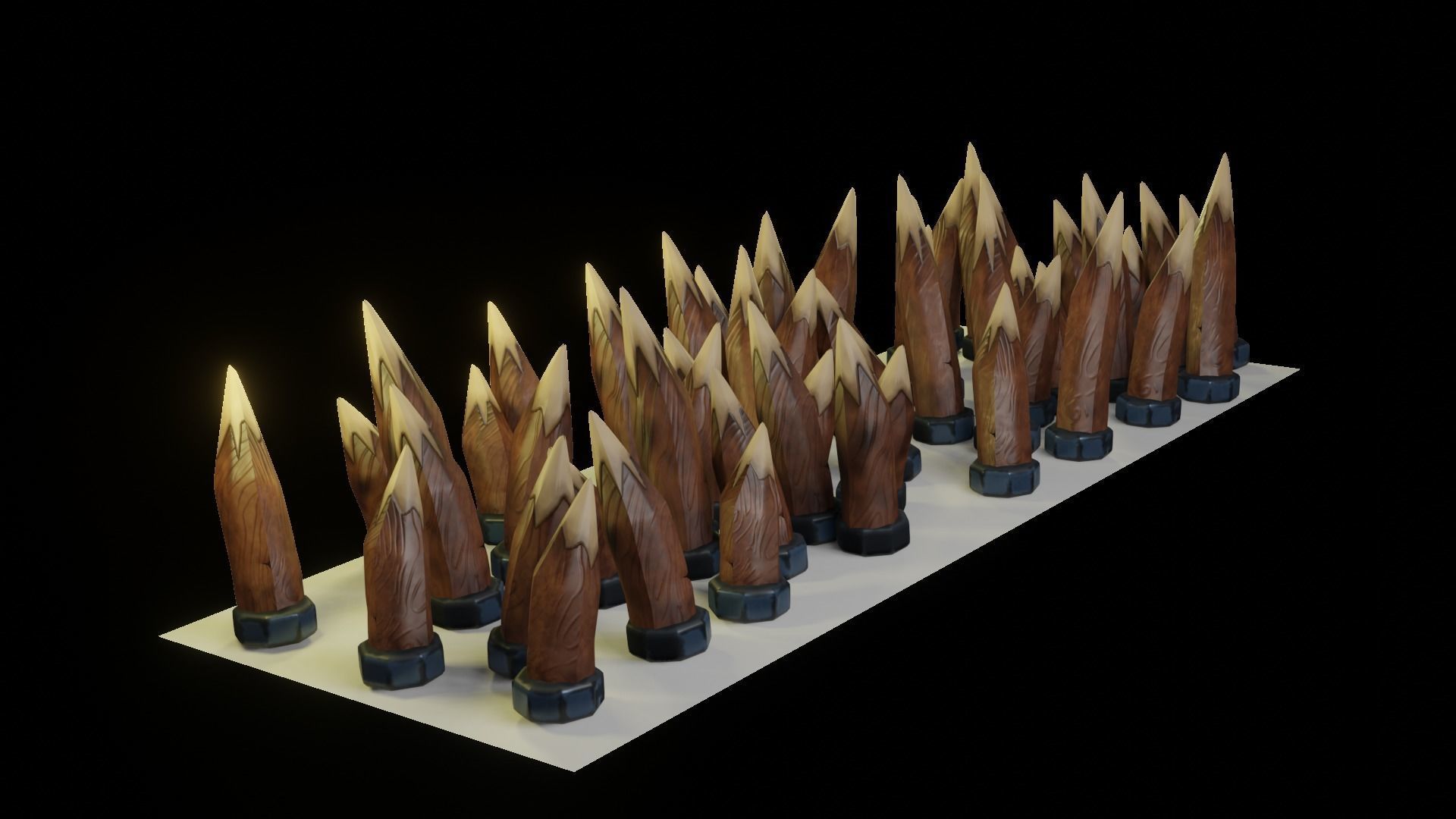 Spikes set of wooden spears Low-poly 3D model_6
