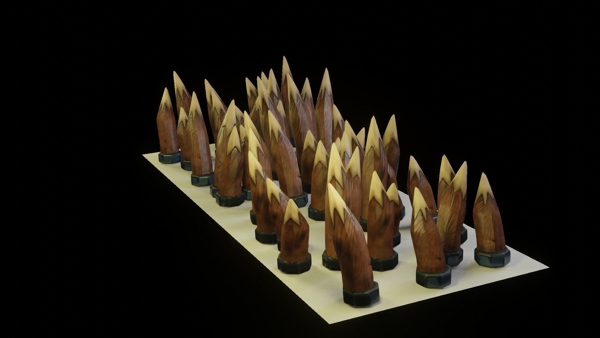 Spikes set of wooden spears Low-poly 3D model_5