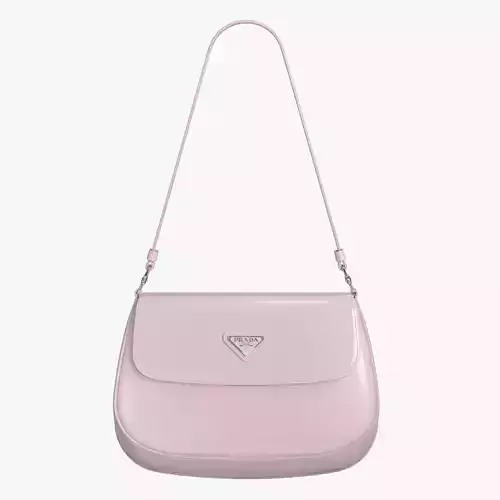 Prada Cleo brushed leather shoulder bag with flap Alabaster Pink