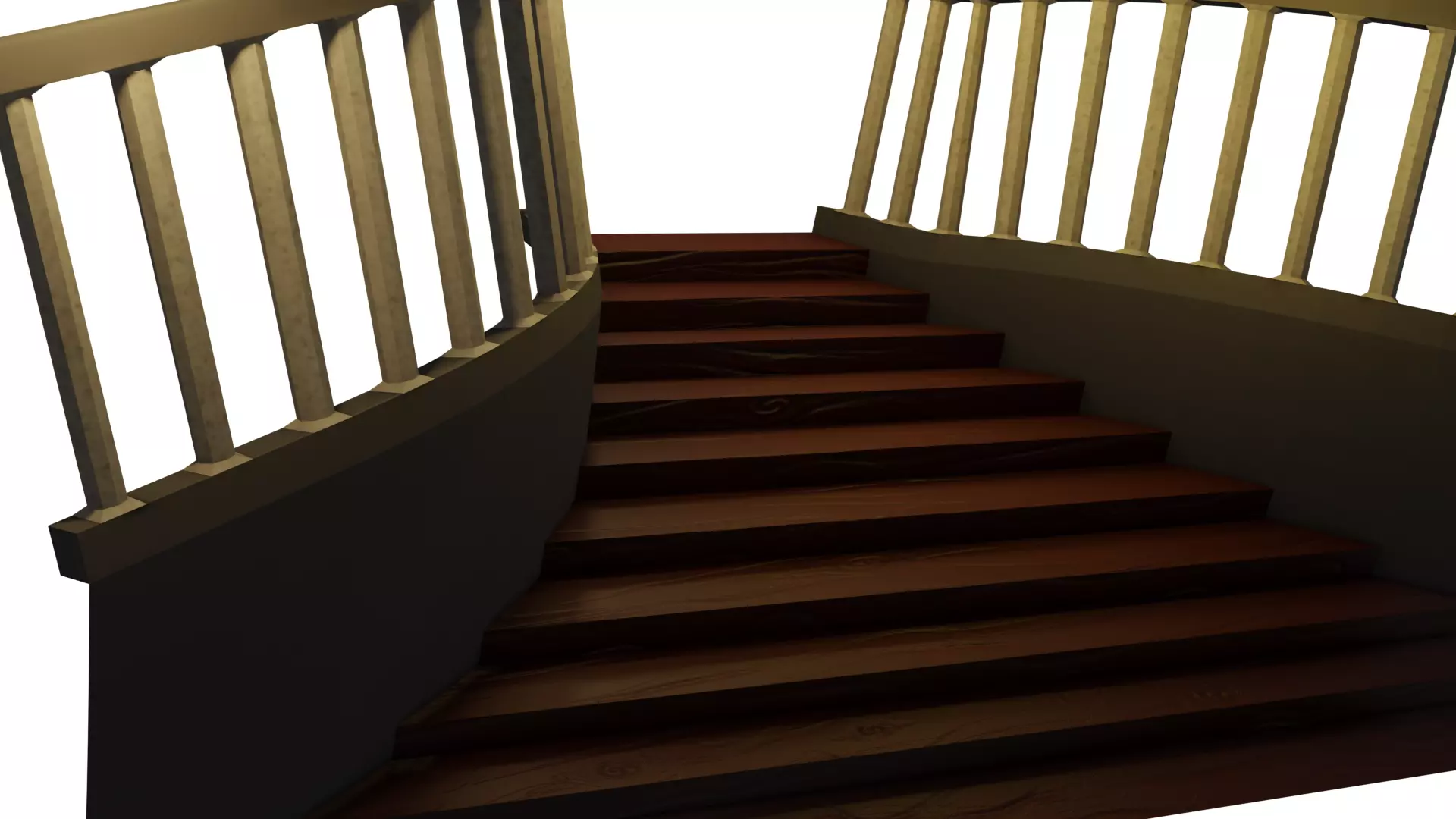Stairs wooden staircase Low-poly 3D model