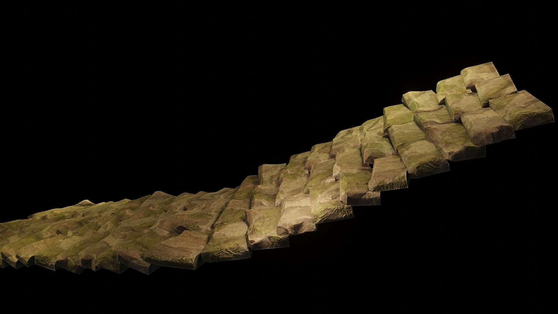Stairs brick walkway on night Low-poly 3D model_5