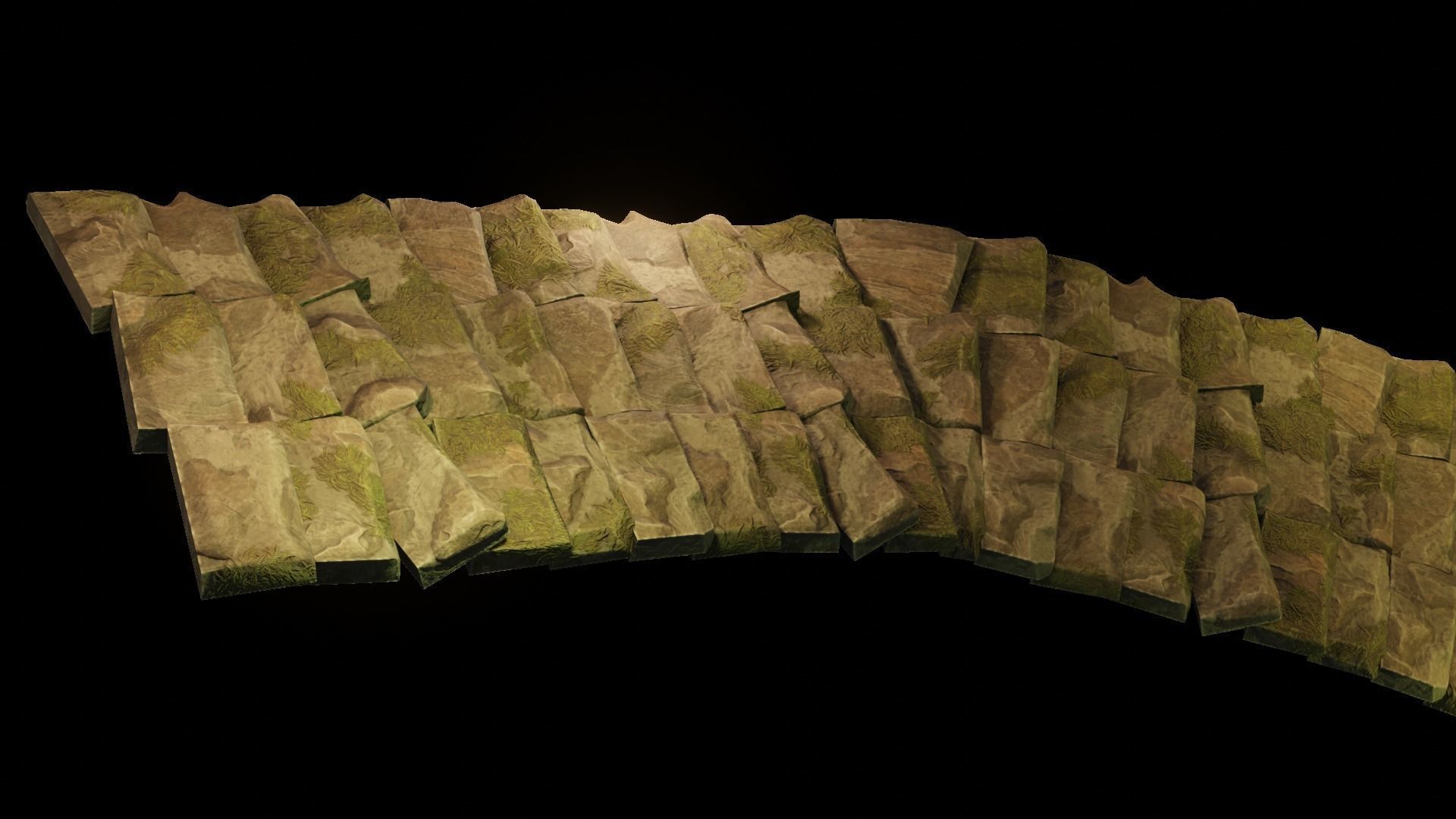 Stairs brick walkway on night Low-poly 3D model_8