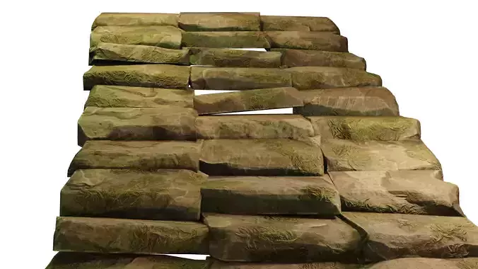 Stairs brick walkway on night Low-poly 3D model