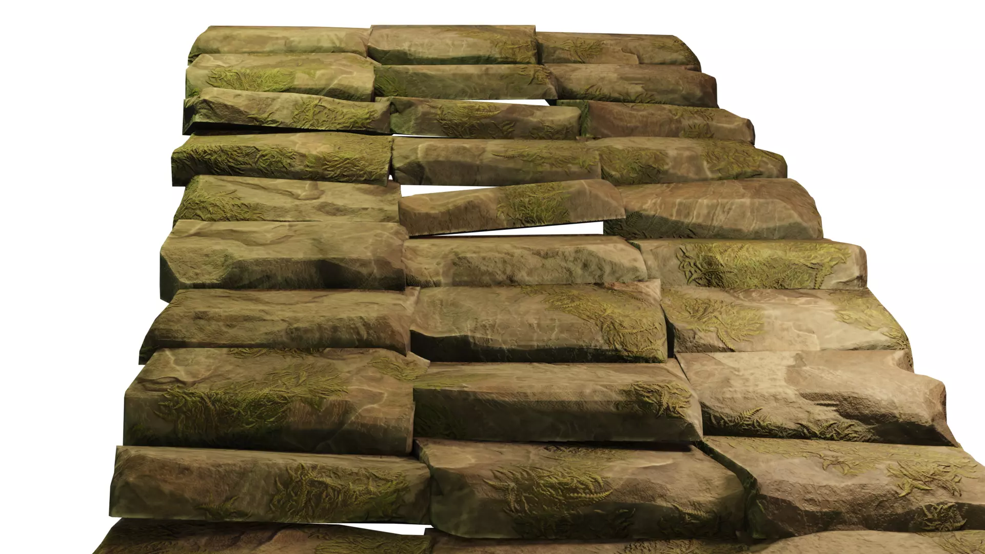 Stairs brick walkway on night Low-poly 3D model_0