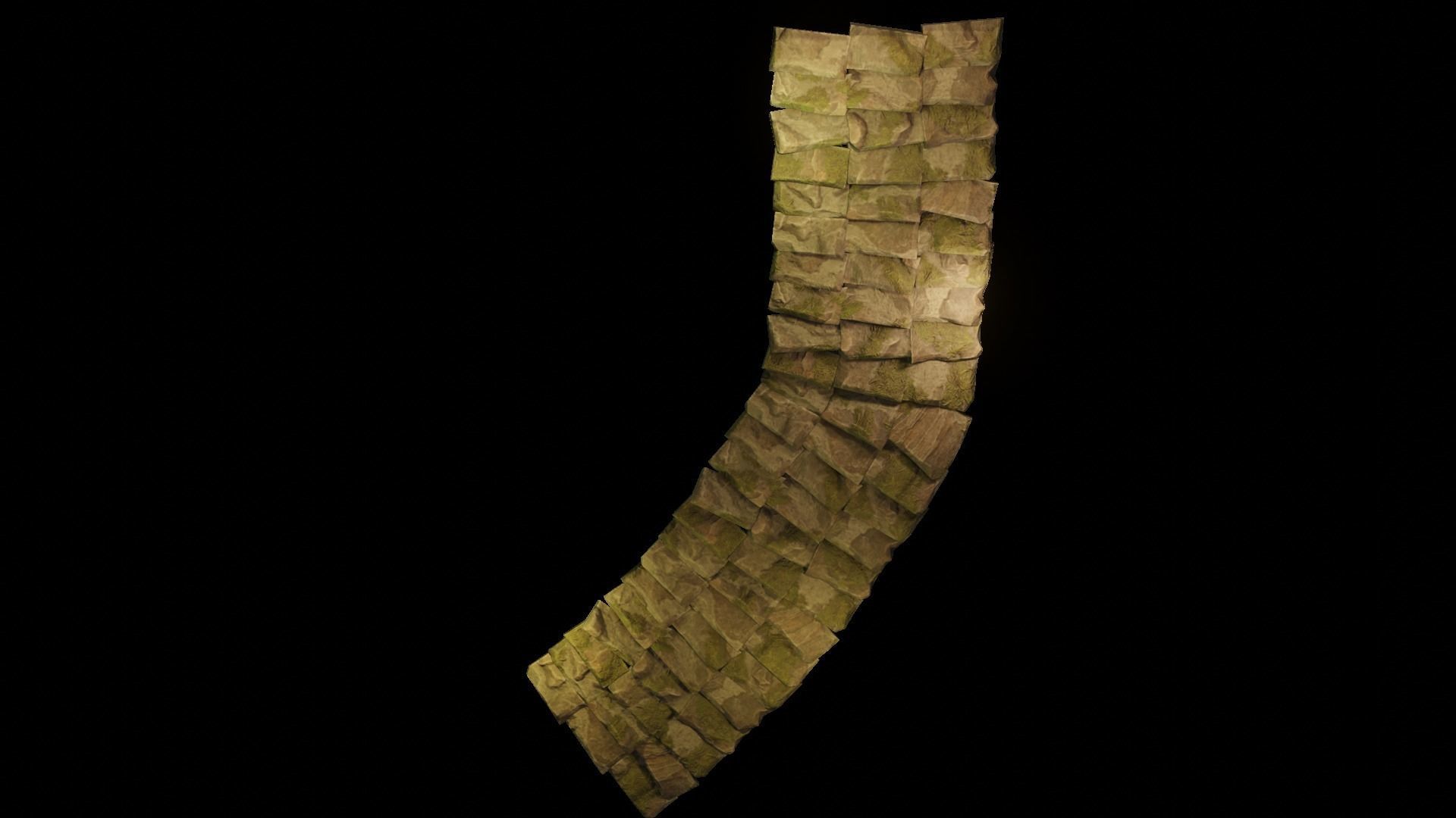 Stairs brick walkway on night Low-poly 3D model_7