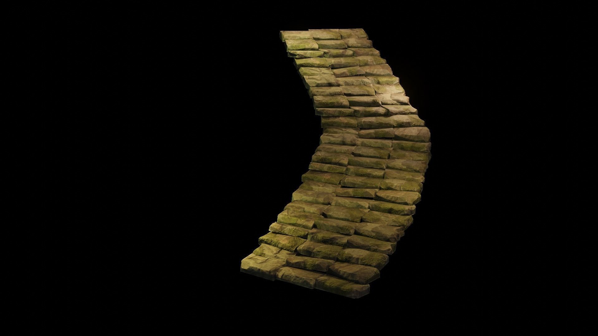 Stairs brick walkway on night Low-poly 3D model_6