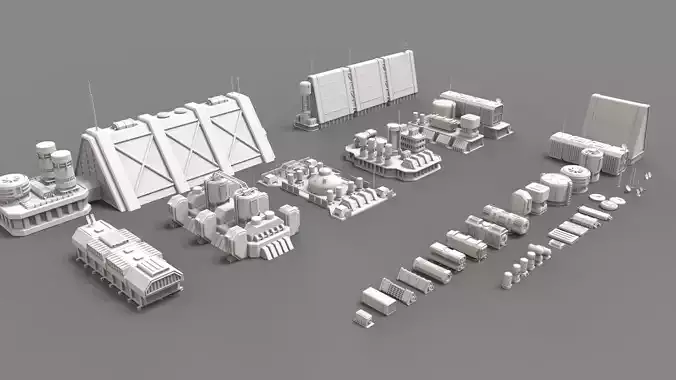 sci fi industrial objects 2 3D model
