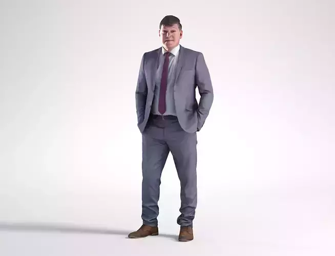 Man Business Suit Standing Low poly Mark 1833
