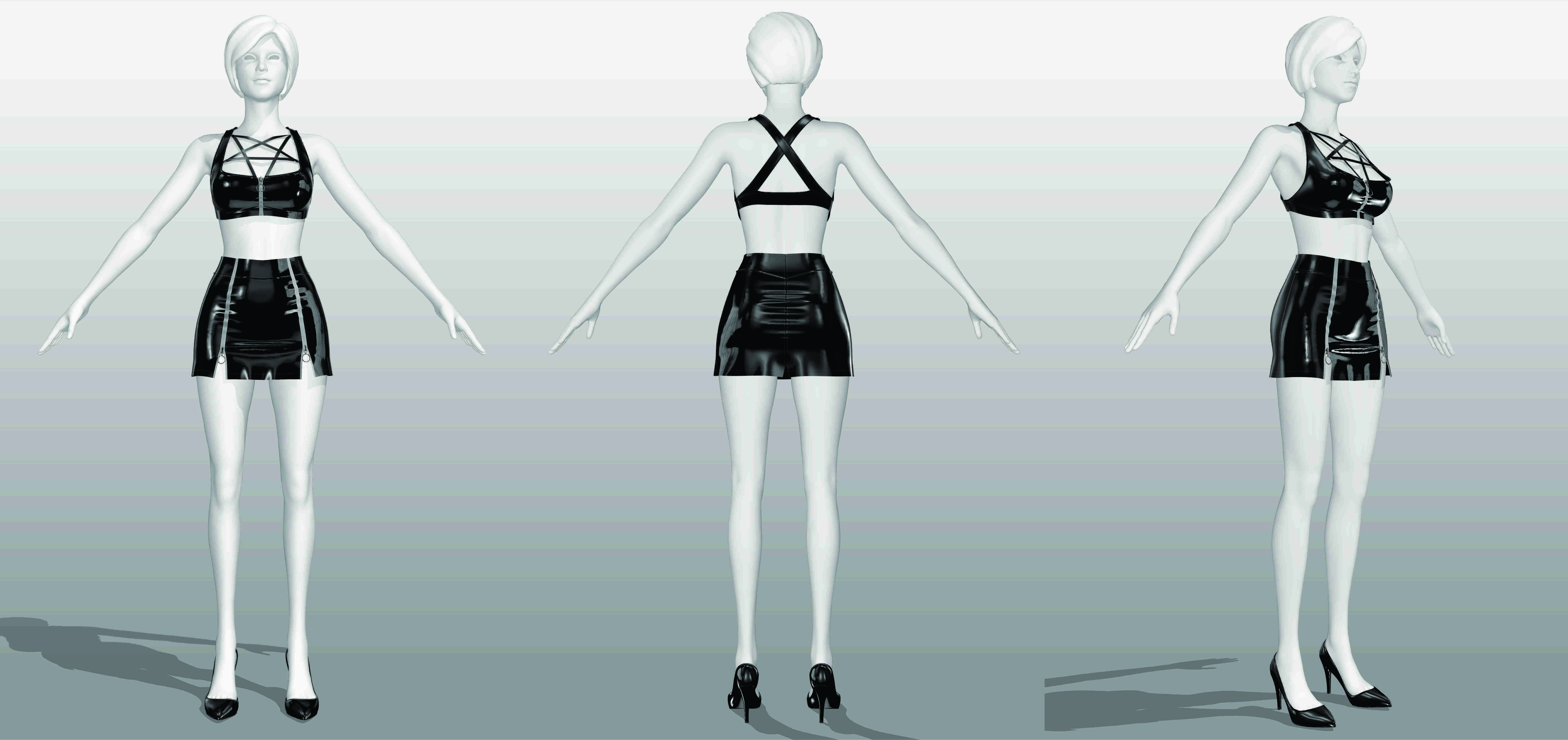 New Goth Outfit vol 02 Vinyl Collecion 3D model_3