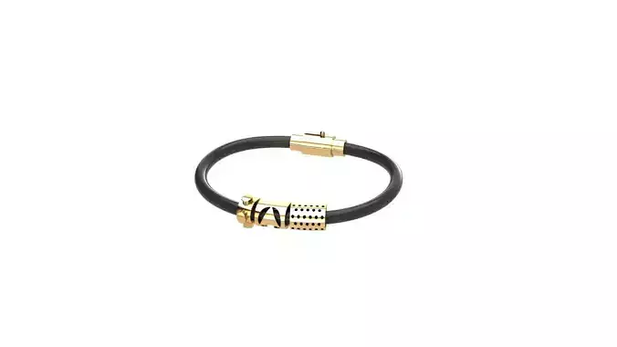 Bracelet leather with gold clasp