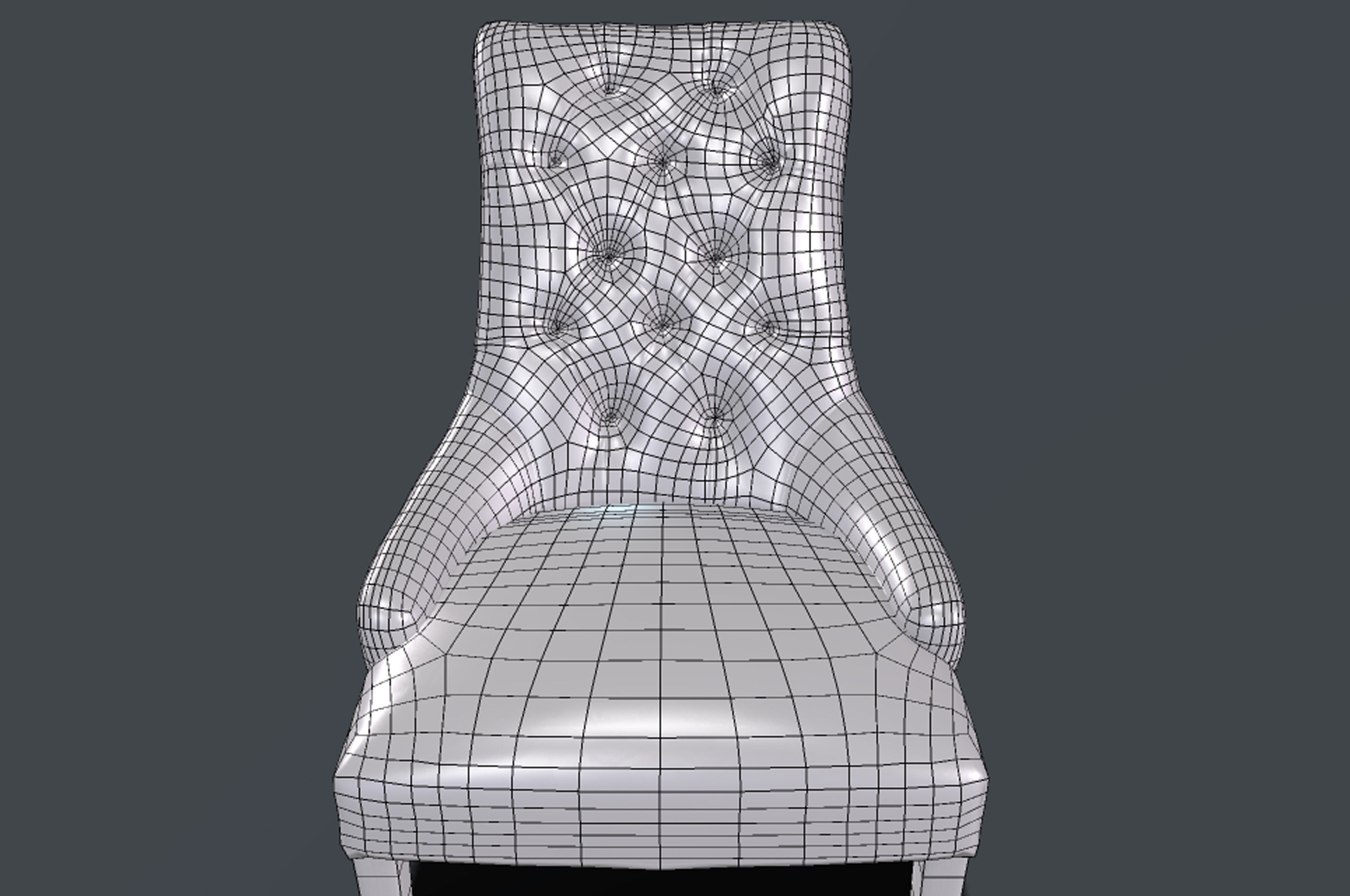 silla de comedor capitoneada Low-poly 3D model_5