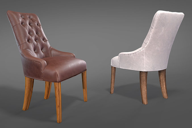 silla de comedor capitoneada Low-poly 3D model