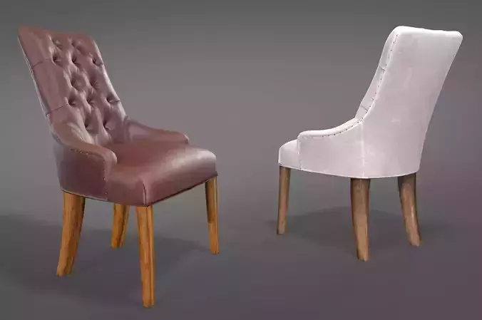silla de comedor capitoneada Low-poly 3D model